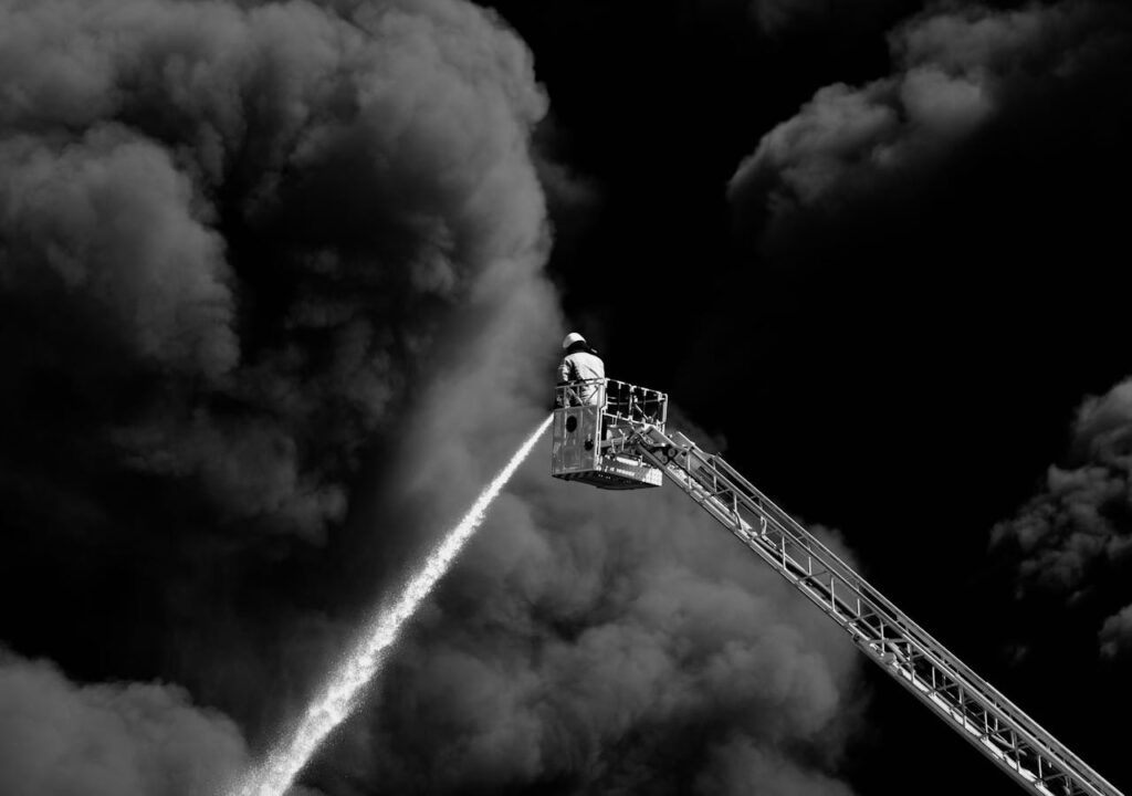 (Black & White) firefighter